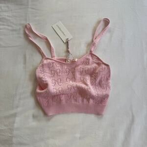 Love shack fancy pink knit cami top